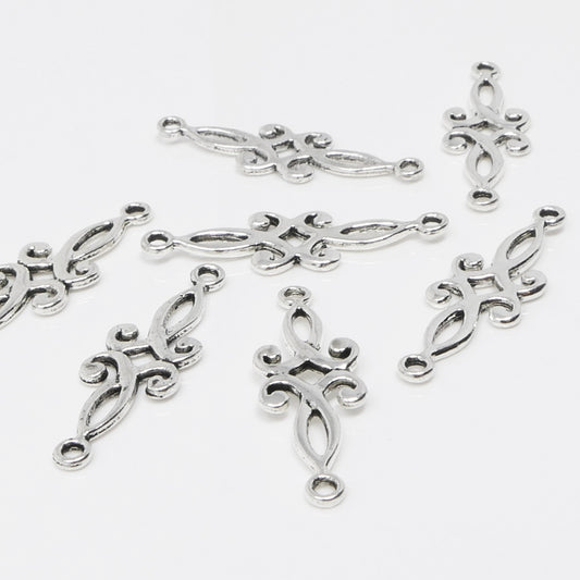 Schmuckverbinder 7x Verbinder Ornament zum Basteln 29mm Altsilber