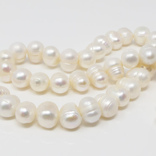 Strang Süßwasserperlen 8-11mm Perlenstrang Zuchtperlen weiß reisförmig Perlen -531