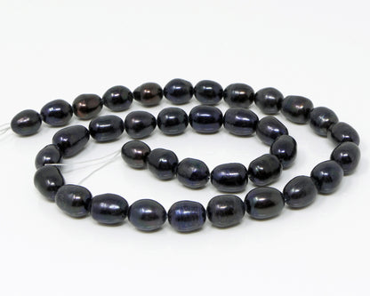 Strang Süßwasserperlen Zuchtperlen Perlen 10-12x8mm Schwarz-Blau Perlenstrang
